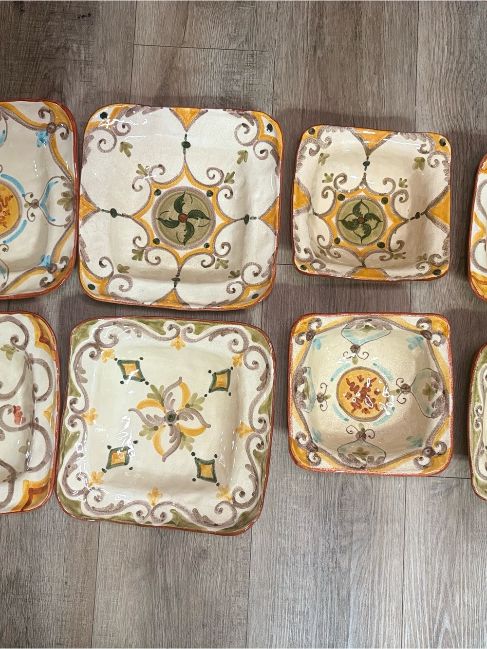 Arte Italica Square Dinner Plates & Bowls Set of 8